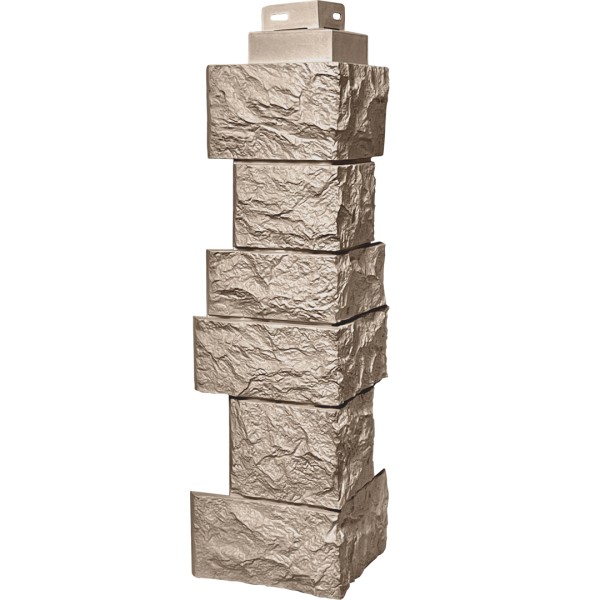 Цокольный сайдинг FineBer – Серия “Дикий камень”, Угол наружный, Песочный...  купить в Ижевске