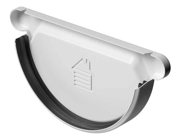 Заглушка желоба D125 Döcke STAL PREMIUM Пломбир, (RAL 9010) купить в Ижевске