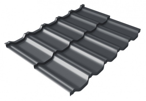 Металлочерепица модульная Квинта Uno Grand Line c 3D резом 0,5 Satin Мatt RAL 7024 мокрый асфальт купить в Ижевске