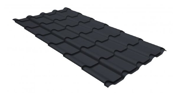 Металлочерепица камея GL 0,5 GreenCoat Pural RR 23 темно-серый (RAL 7024 мокрый асфальт) купить в Ижевске