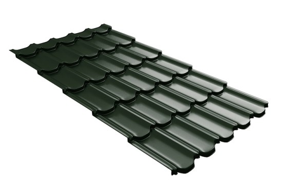 Металлочерепица квинта плюс с 3D резом 0,5 GreenСoat Pural Matt RR 11 темно-зеленый (RAL 6020 хромовая зелень) купить в Ижевске