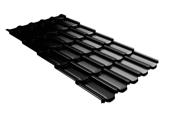 Металлочерепица квинта плюс с 3D резом 0,5 GreenСoat Pural Matt RR 33 черный (RAL 9005 черный) купить в Ижевске