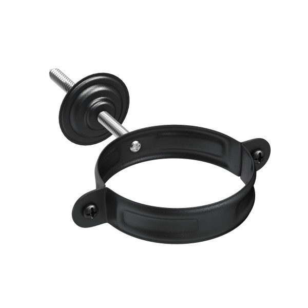 Водосток Aquasistem, система 125x90 - Комплект крепления трубы RAL 9005 Чёрный купить в Ижевске