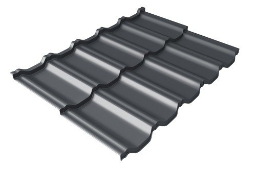 Металлочерепица модульная Квинта Uno Grand Line c 3D резом 0,45 PE RAL 7024 мокрый асфальт купить в Ижевске