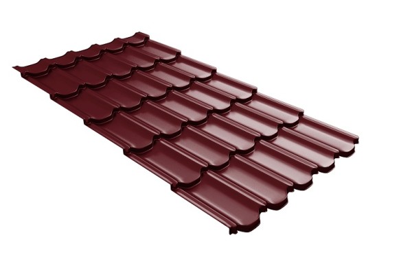 Металлочерепица квинта плюс с 3D резом 0,5 Satin RAL 3005 красное вино купить в Ижевске