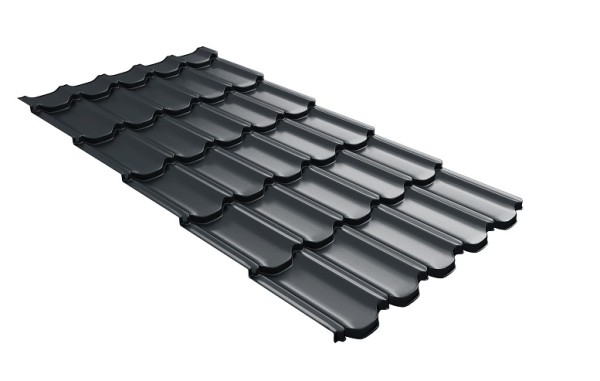 Металлочерепица квинта плюс с 3D резом 0,5 Satin RAL 7016 антрацитово-серый купить в Ижевске